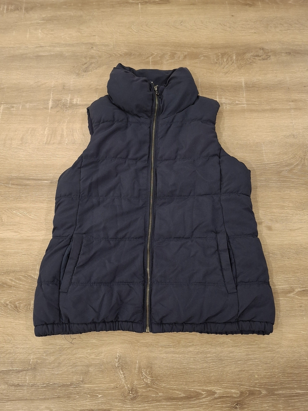 Old Navy Quilted Navy Puffer Vest with High Collar